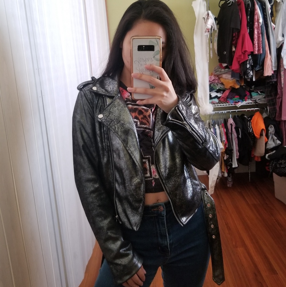 Forever 21 Gun Metal Moto/Biker Jacket